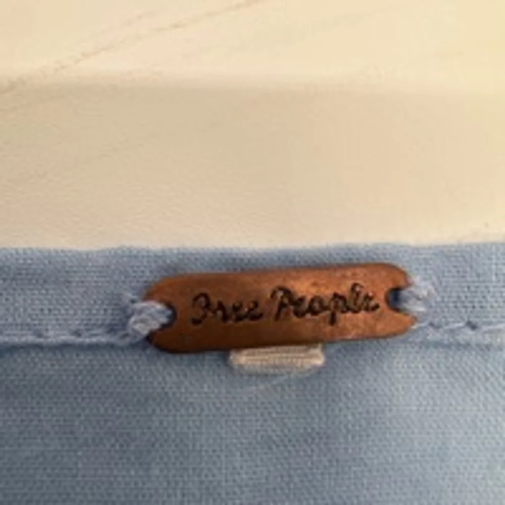 FREE PEOPLE Blue Crochet Peasant Blouse (see measurements)